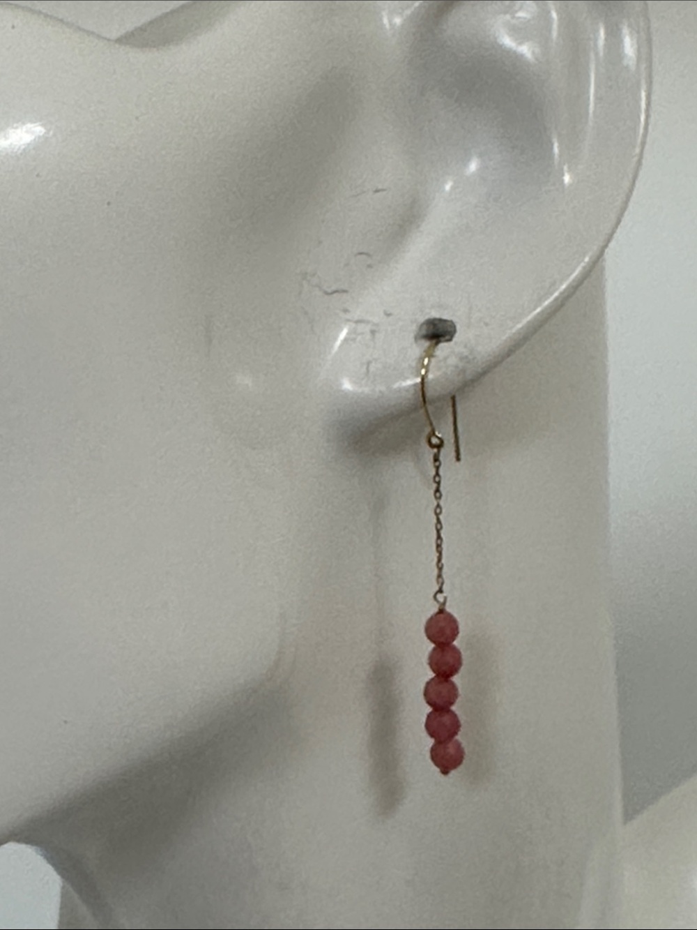14k real Gold Chain Rhodonite Gem Earrings